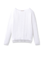 [L]コットンニットプルオーバー/ホワイト(001)