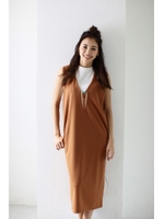 【AZUL by moussy】テレコプルオーバー×Vネックミディワンピース/BRN