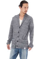 【AZUL by moussy】引き揃え杢天竺長袖ショールカーデ/NVY