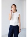 【AZUL by moussy】透かし編みノースリニットプルオーバー/O/WHT