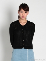 【sc】透かし編みクルーカーディガン/ブラック