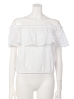 コットンレースオフショルダープルオーバー/オフホワイト