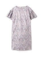 フリル袖リバティプリントワンピース/ネイビー(193)