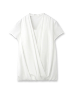 フロントカシュクールシフォンシャツ/ホワイト(001)