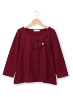 圧縮ジャージギャザーリボンカットソー/ボルドー(064)