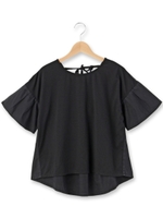 異素材切り替えブラウス/ベージュ系(042)