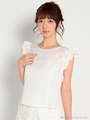 肩フリルリボンTOPS/オフホワイト