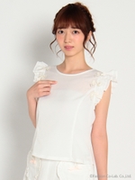肩フリルリボンTOPS/オフホワイト