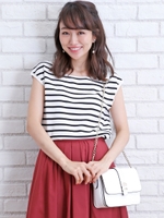 半袖クルーニット/レンガ