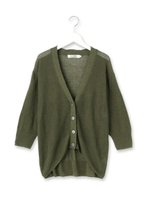 麻混レーヨンニットカーディガン/モスグリーン(024)