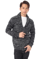 【AZUL by moussy】アクリルシャドーボーダーショールカーディ/柄BLK