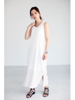 【AZUL by moussy】スラブJQDボーダーSETタンクマキシワンピース/BLK