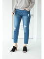 【AZUL by moussy】ボーイフィットカットデニムパンツ/L/BLU