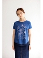 【AZUL by moussy】ボタニカルモチーフロゴゆるT/NVY