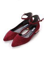 【ILIMA】サイドオープンストラップフラットパンプス/ベージュスエード