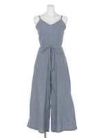 【LATINA】ウエストリボンストライプリネンオールインワン/BL