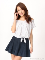 ストライプオフショルブラウス/ブラック