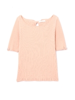 ニットバックリボン5分袖ニット/ネイビー(120)