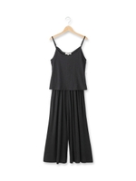 バイアスボーダー×ガウチョオールインワン/ブラック(019)