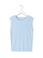 ワイドリブノースリーブニットプルオーバー/ライトブルー(091)