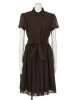 フラワーシシュウシャツOP/ネイビーブルー