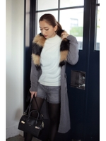 【AZULbymoussy】フェイクファーカラーロービング長袖ガウン/GRY