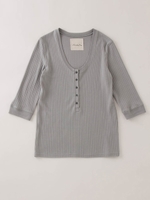 コットンモダール針抜きヘンリーTOP/NAVY