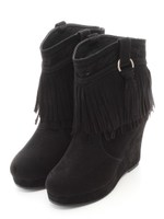 フリンジウエッジブーツ/BL