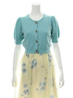 天竺ストレッチ5部袖クルーネックカーディガン/パープル