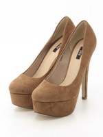 【R&E】ハイヒールベーシック美脚パンプス/ブラウンスエード