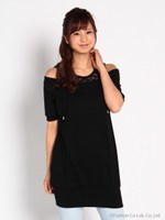 Ｓｅｘｙ肩あき半袖レースパーカー/ブラック