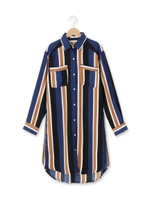 サイドスリットロングシャツ/ダークオリーブ(029)