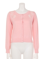 チュールフラワーニットカーデ/ブルー