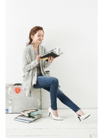 【AZUL by moussy】度甘スラブ裏毛ドレープ長袖トッパー/L/BLK