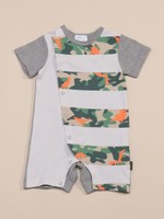 ガーゼ天竺迷彩ボーダーカバーオール/杢グレー