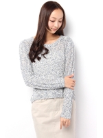 【AZUL by moussy】MIXリリーヤーンワイドリブ長袖プルオーバー/柄ORG