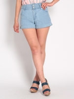 ロールアップデニムショートパンツ/ライトブルー