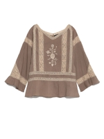 [Balcony and Bed]オーガニック刺繍ブラウス/IVR