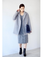 【AZUL by moussy】T/Rダブルフェイスコクーンチェスターコート/O/WHT