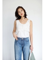 【AZUL by moussy】タンク×リーフレースブラトップSET/O/WHT