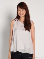 ノースリーブチュール重ねプルオーバーBL/オフホワイト