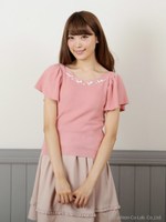 フレアースリーブボートネックニット/シロ