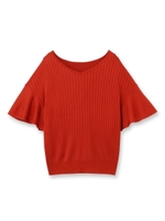 [L]リブフレアプルオーバー/レンガ(069)