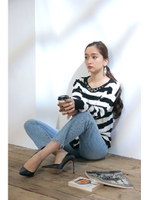 【AZUL by moussy】FCT ビジュドルマン長袖プルオーバー/柄WHT