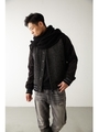 【AZUL by moussy】メルトン袖フェイクスエード切替スタジャン/BLK