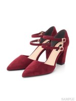 【REZOY】Wストラップ太ヒールパンプス/ピンクベージュ