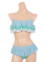 【REYES REYES】無地3段フリルスカパンビキニ/ピンク