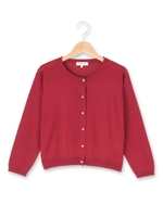 ビジューボタンニットカーディガン/ボルドー(064)