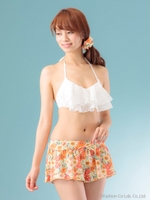 レースフリルバンドゥービキニ(シュシュ&キュロット付)/シロ