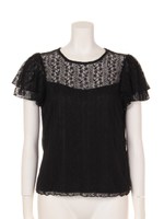 レース袖フリルプルオーバー/ブラック